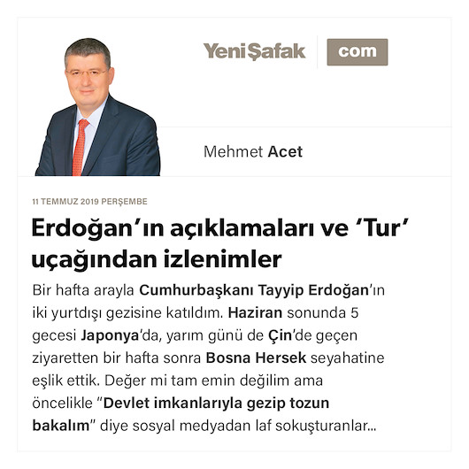 Erdoğan’ın açıklamaları ve ‘Tur’ uçağından izlenimler