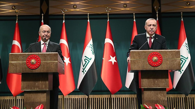 Irak Cumhurbaşkanı Berham Salih ve Cumhurbaşkanı Recep Tayyip Erdoğan.