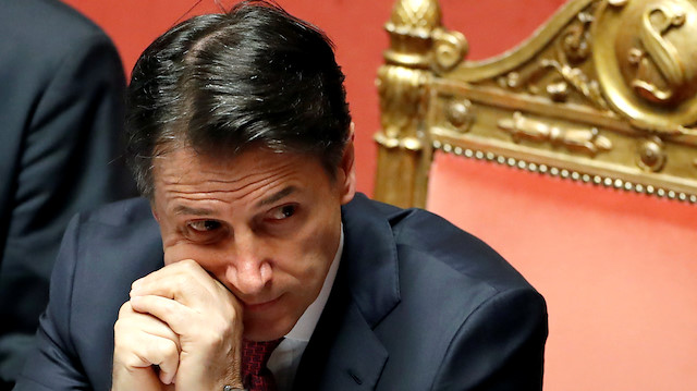Italian Prime Minister Giuseppe Conte attends a session of the upper house of parliament over the ongoing government crisis, in Rome, Italy August 20, 2019. REUTERS/Yara Nardi

