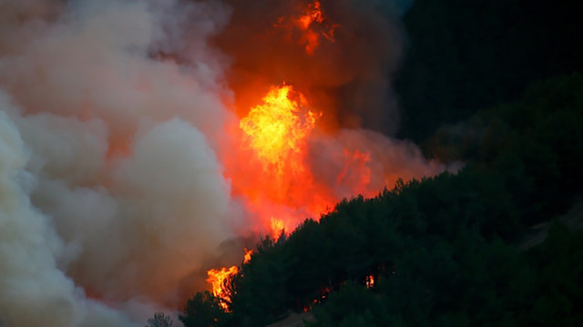 Karabağlar bölgesindeki yangından görüntüler.