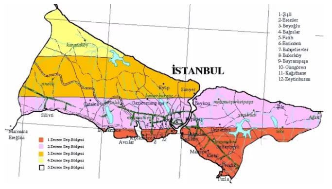 İstanbul deprem risk haritası.