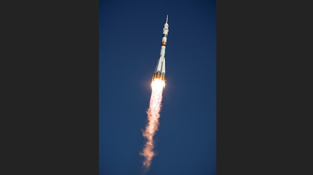 Russian Soyuz-2.1a booster with the Soyuz MS-14 spacecraft carrying robot Skybot F-850 ascends after blasting off from a launchpad at the Baikonur Cosmodrome, Kazakhstan August 22, 2019.