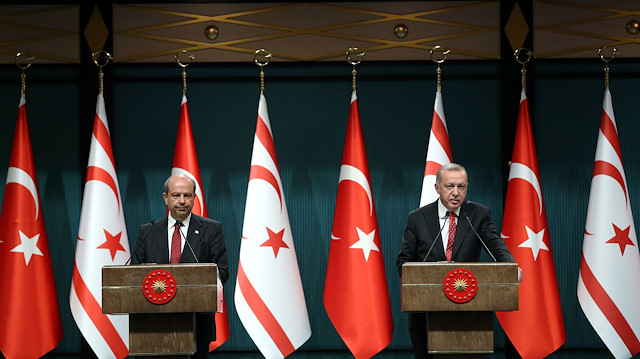 Prime Minister of the Turkish Republic of Northern Cyprus (TRNC) Ersin Tatar & Turkish President Recep Tayyip Erdoğan