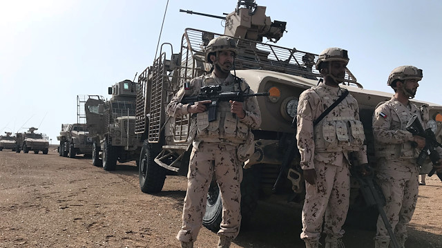 Members of the UAE armed forces secure an area