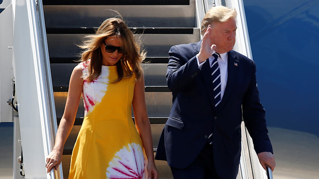 U.S. President Donald Trump and First Lady Melania arrive in Biarritz for the G7 summit