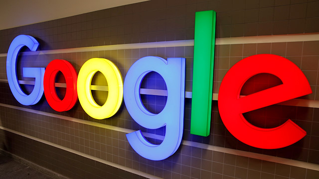 An illuminated Google logo 