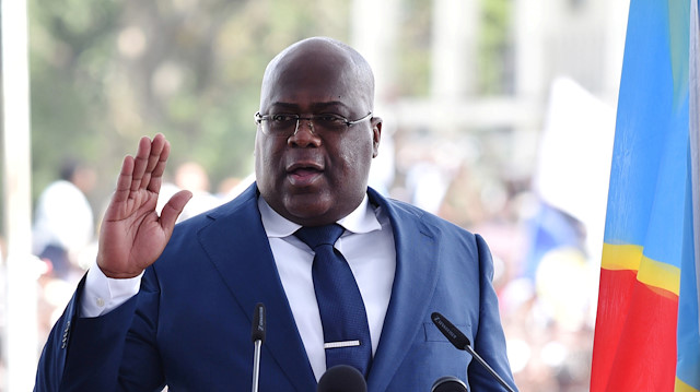 FILE PHOTO: Democratic Republic of Congo's Felix Tshisekedi swears into office during an inauguration ceremony as the new president of the Democratic Republic of Congo at the Palais de la Nation in Kinshasa, Democratic Republic of Congo January 24, 2019. REUTERS/ Olivia Acland/File Photo

