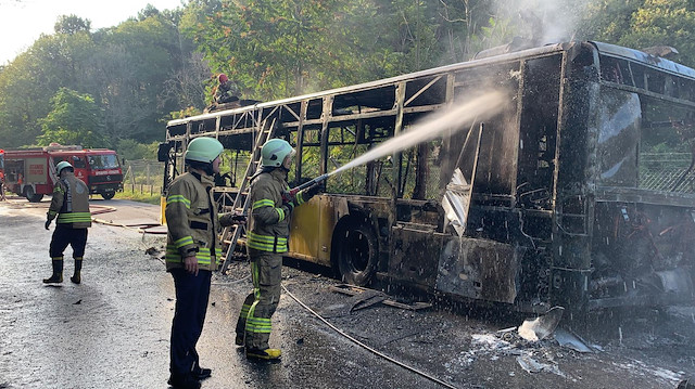 Beykoz'da yanan İETT otobüsü