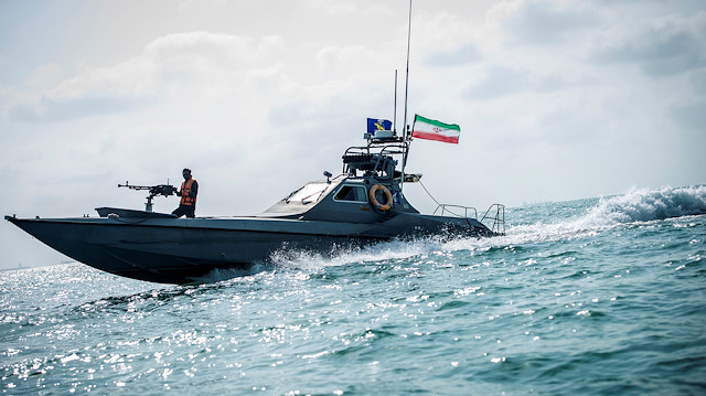 File photo: A boat of the Iranian Revolutionary Guard sails