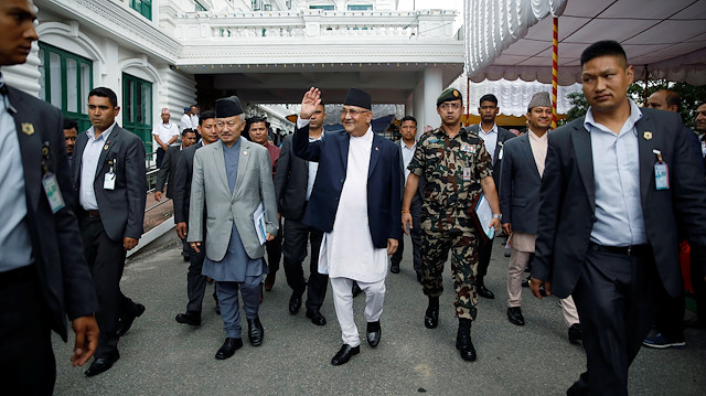 Nepal's Prime Minister Khadga Prasad Sharma Oli, also known as K.P. Oli, smiles as he walks out after the inauguration of the Motihari-Amlekhganj petroleum pipeline project at Singha Durbar, in Kathmandu, Nepal, September 10, 2019