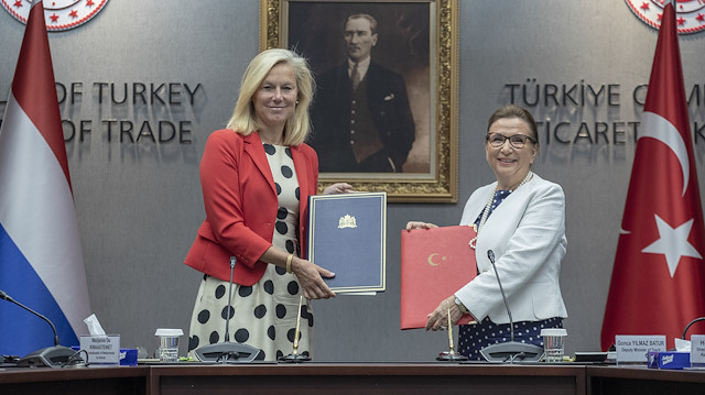 Turkey's Ruhsar Pekcan and Sigrid Kaag of The Netherlands