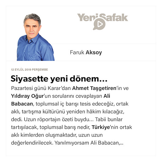 Siyasette yeni dönem…