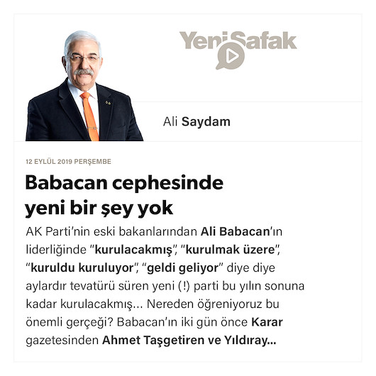 Babacan cephesinde yeni bir şey yok