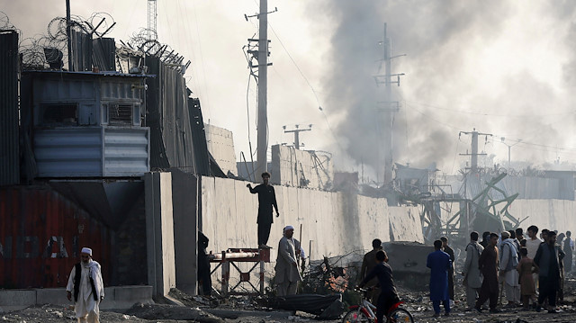 Smoke rises from the location of a blast near the U.S. embassy in Kabul, Afghanistan 