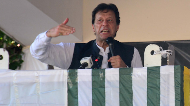 Pakistan's Prime Minister Imran Khan gestures