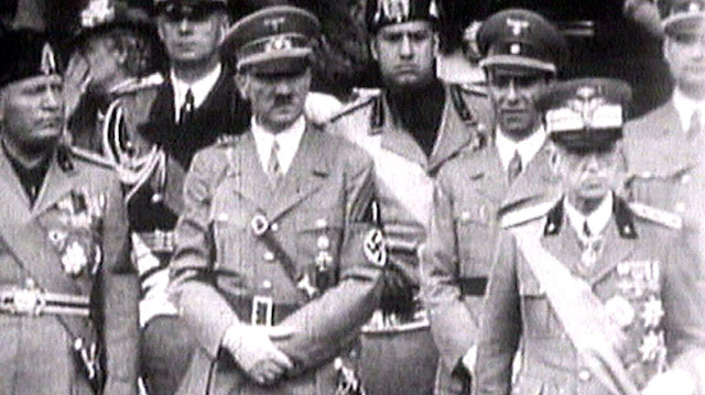  King Victor Emanuel III, Adolf Hitler and Benito Mussolini