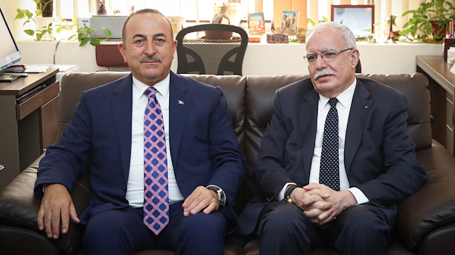 Turkey's Foreign Minister Mevlüt Çavuşoğlu & his Palestinian counterpart Riad al-Malki