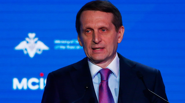 Sergey Naryshkin, the head of Russia’s foreign intelligence agency, delivers a speech during the annual Moscow Conference on International Security (MCIS) in Moscow, Russia April 4, 2018. REUTERS/Sergei Karpukhin

