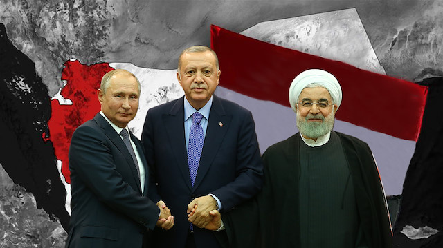 Cumhurbaşkanı Erdoğan, Rusya Devlet Başkanı Putin ve İran Cumhurbaşkanı Ruhani.