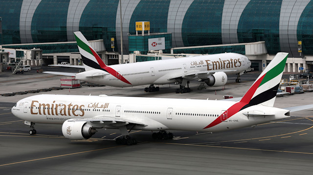Emirates Airline planes are seen at Dubai International Airport in Dubai, United Arab Emirates February 15, 2019. REUTERS/Christopher Pike

