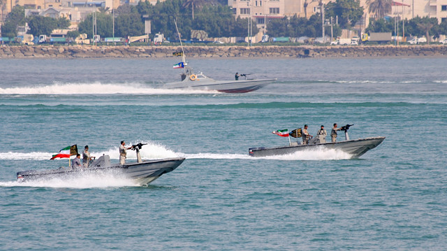 A naval company drills during the annual military parade in Bandar Abbas, Iran September 22, 2019. ISNA/WANA 