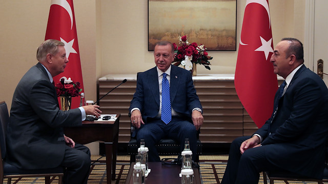 ABD Senatörü Lindsey Graham - Cumhurbaşkanı Recep Tayyip Erdoğan - Dışişleri Bakanı Mevlüt Çavuşoğlu