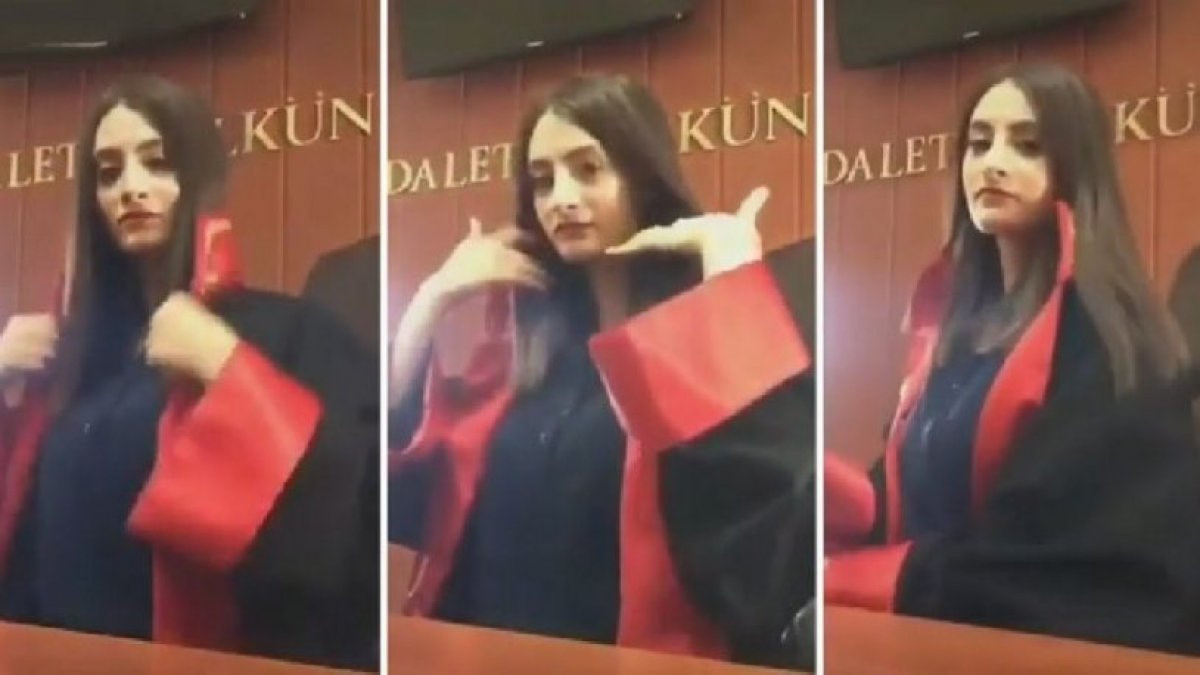 Hakim cübbesiyle TikTok videosu çeken kişinin görüntüleri sosyal medyada gündem oldu. 