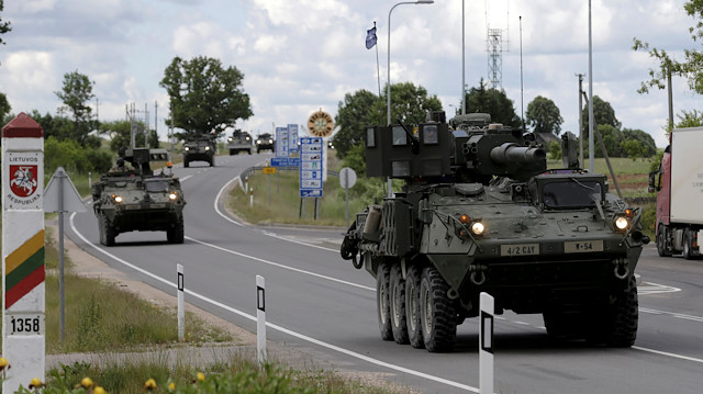 U.S. troops cross the Lithuanian-Latvian border 