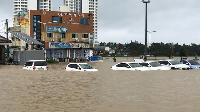 Typhoon Mitag brought heavy rain and flood to Gangneung, South Korea, October 3, 2019.