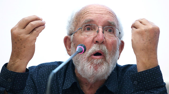 Swiss scientist Michel Mayor, one of the winners of the 2019 Nobel Prize for Physics, speaks during a lecture in Torrejon de Ardoz, near Madrid, Spain October 9, 2019.