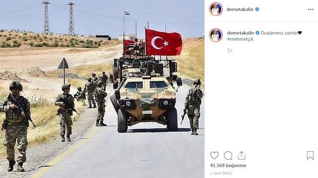 Ünlüler sosyal medyadan yaptıkları paylaşımlarla Mehmetçiğe destek oldu.