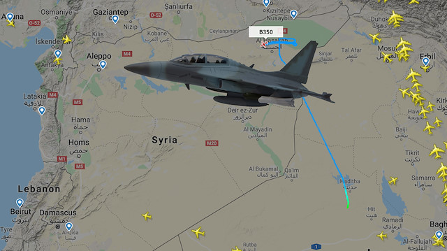 Irak üzerinden kalkan bir uçağın, YPG/PKK işgali altındaki Haseke bölgesinde uçuş gerçekleştirdiği görüldü.