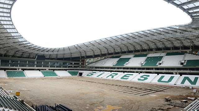 Yapımı devam eden Çotanak Stadı'nın son görünümü.