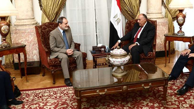 Mısır Dışişleri Bakanı Semih Şükri ile YPG'li heyet.