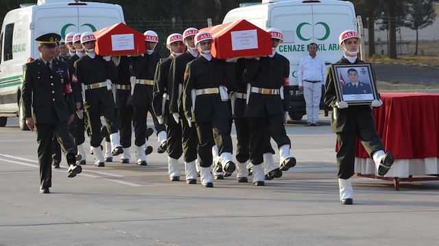 Şehitlerin naaşları düzenlenen törenle memleketlerine uğurlandı