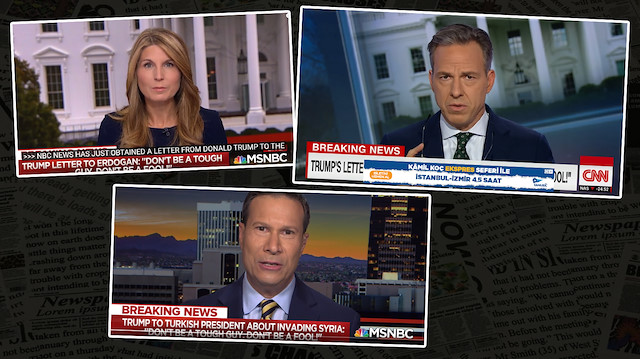 MSNBC sunucusu Nicolle Wallace (sol üstte), CNN sunucusu Jake Tapper (sağ üstte) ve NBC Haber Ulusal Güvenlik sorumlusu ve eski FBI danışmanı Frank Figliuzzi (altta).