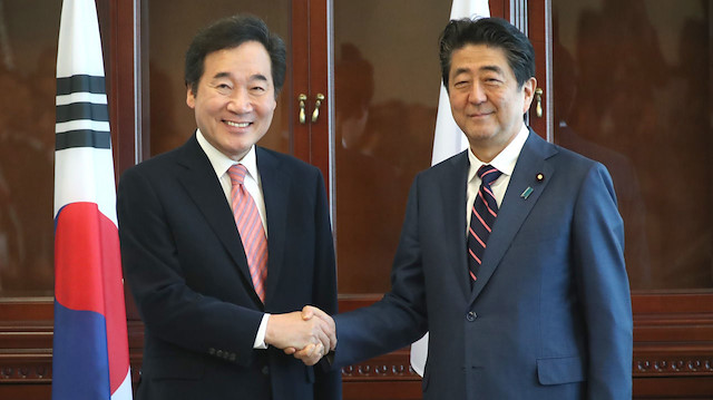 South Korea's Prime Minister Lee Nak-yon & Japanese Prime Minister Shinzo Abe