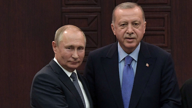 Presidents Vladimir Putin of Russia and Tayyip Erdogan of Turkey 