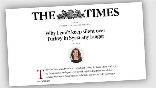 The Times journalist Sarah Tor said in her article, titled Why I Can’t Keep Silent Over Turkey in Syria Any Longer, that the "time has come to talk about Turkey in Syria".