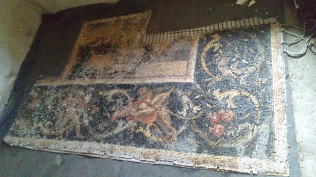Tarihi eser olduğu tahmin edilen mozaik parçası. 