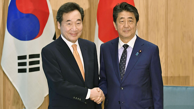 South Korea's Prime Minister Lee Nak-yon & Japan's Prime Minister Shinzo Abe