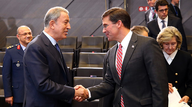 Turkish Defense Minister Hulusi Akar and U.S. Secretary of Defense Mark Esper