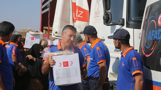 "أفاد" والهلال الأحمر التركي تمدان منطقة "نبع السلام" بالمساعدات