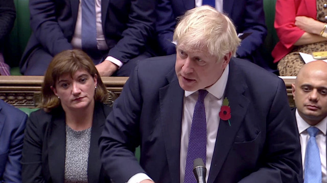Britain's Prime Minister Boris Johnson speaks at the House of Commons in London, Britain, October 28, 2019, in this screen grab taken from video. Parliament TV via REUTERS

