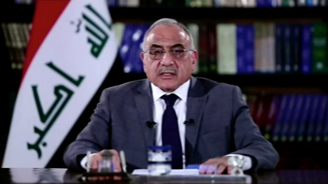 File photo: A still image taken from a video shows Iraqi Prime Minister Adel Abdul-Mahdi delivering a speech on reforms ahead of planned protest, in Baghdad, Iraq October 25, 2019