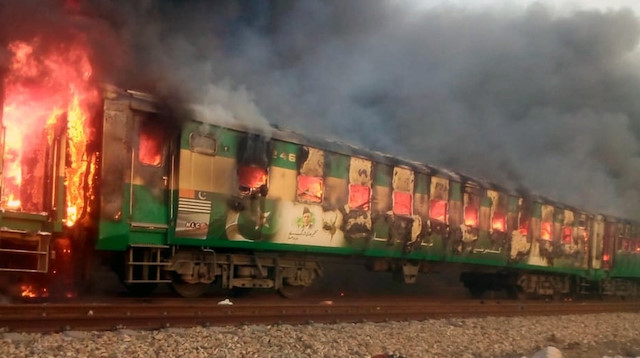 Train fire in Pakistan