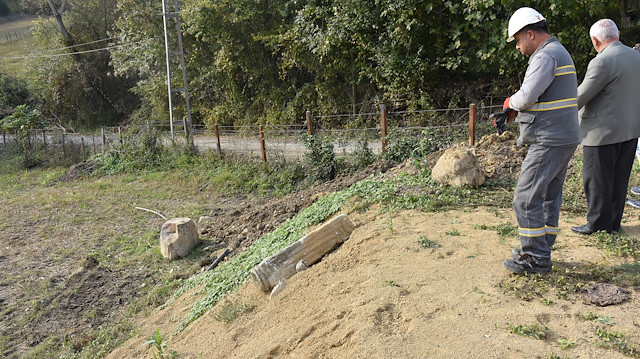 Almanya’da yaşayan vatandaşın bahçesinden tarihi sütun çıktı.
