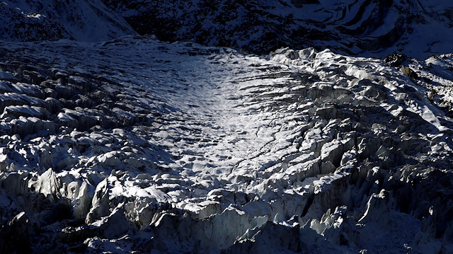Seracs are pictured at the Bossons glacier in the Mont-Blanc massif