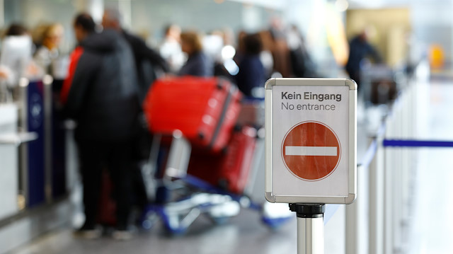 File photo: A "no entrance" sign is seen during a strike of Lufthansa airline's cabin crew union (UFO) at Frankfurt airport, Germany November 7, 2019