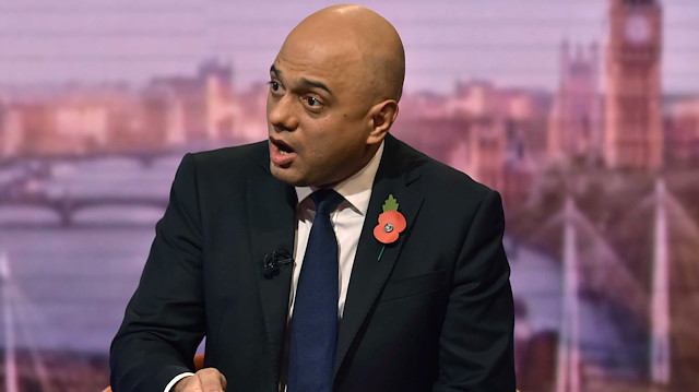 Britain's Chancellor of the Exchequer Sajid Javid appears on BBC TV's The Andrew Marr Show in London, Britain, November 10, 2019. Jeff Overs/BBC/